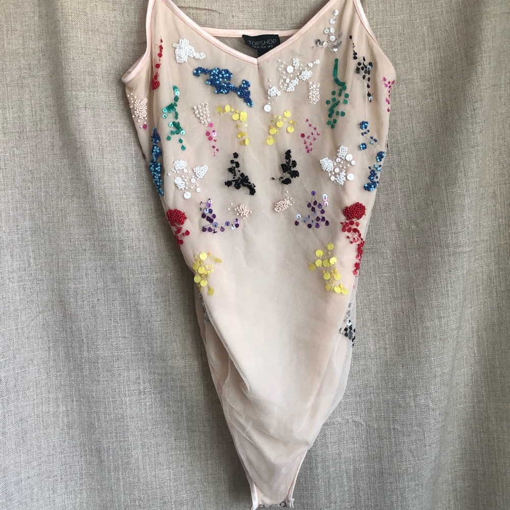 Topshop beaded bodysuit Size 8